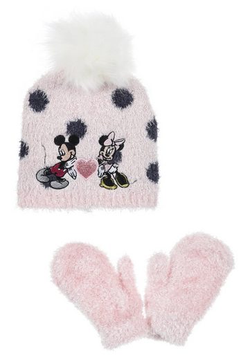DISNEY MINNIE MOUSE Bommelmütze Mädchen Kinder Winter-Set 2 tlg. Mütze & Handschuhe SET mehr 50% Rabatt für begrenzte Zeit