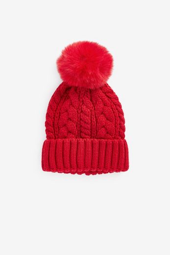 NEXT Bommelmütze Strickmütze mit Zopfmuster und Bommel 1-St mehr Preisnachlass