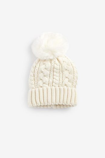 NEXT Bommelmütze Strickmütze mit Zopfmuster und Bommel 1-St mehr Preisnachlass