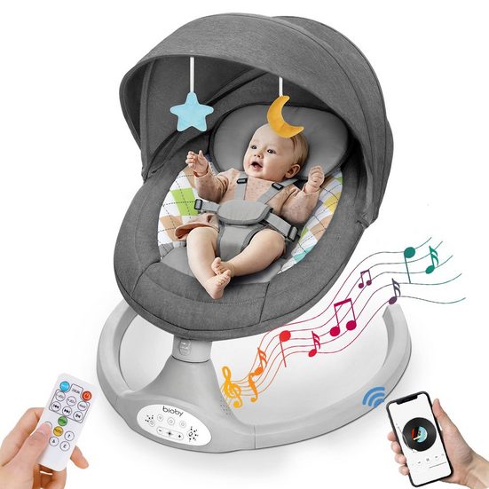 MECO Babyschaukel elektrische Babywippe 5 Gang einstellbar mit Moskitonetz, Musik & Timer max. 9kg mehr Blitzverkäufe