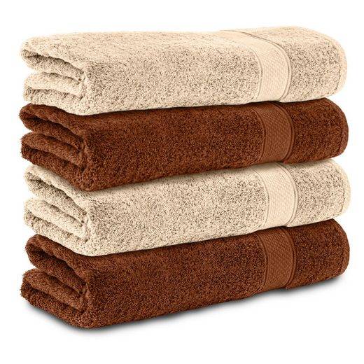 KOMFORTEC Badetücher 100% Baumwolle, 470 g/m² Frottee (4-St), Handtücher 70x140 cm Set, Weich mehr Lagerräumung