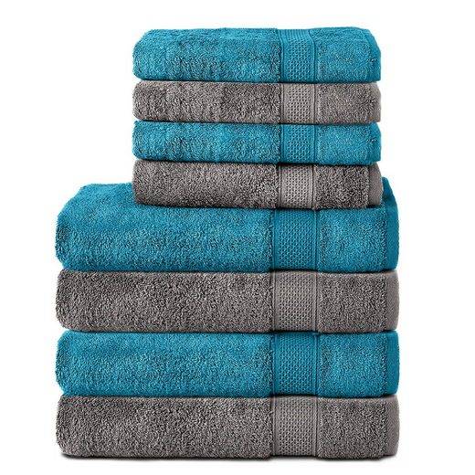 KOMFORTEC Handtuch Set 100% Baumwolle, 4 Badetücher 70x140 und 4 Handtücher 50x100 cm Frottee (Packung, 8-St), Badehandtuch & XXL Saunatuch, Weich, Towel, Groß mehr Tägliche Deals