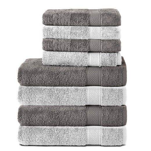 KOMFORTEC Handtuch Set 100% Baumwolle, 4 Badetücher 70x140 und 4 Handtücher 50x100 cm Frottee (Packung, 8-St), Badehandtuch & XXL Saunatuch, Weich, Towel, Groß mehr Letzte 3 Tage