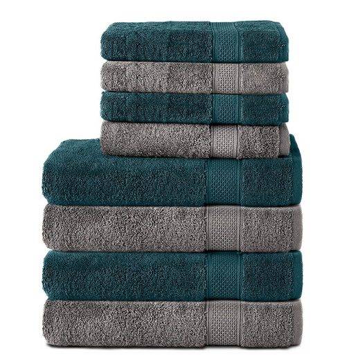 KOMFORTEC Handtuch Set 100% Baumwolle, 4 Badetücher 70x140 und 4 Handtücher 50x100 cm Frottee (Packung, 8-St), Badehandtuch & XXL Saunatuch, Weich, Towel, Groß mehr Letzte 3 Tage