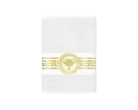 BELLE ARTI Handtücher Gästehandtücher Badetücher Duschtücher Saunatücher Mäander Amphore Set (1-St), schwarz weiss, gold hochwertig eingestickt Baumwolle weich saugstark mehr Rabatte dieses Monats