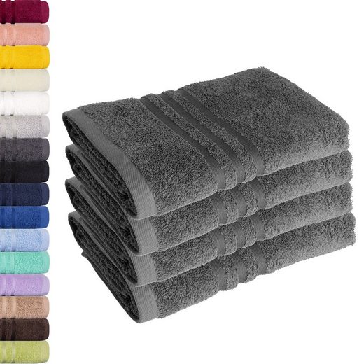 LAVEA Handtuch Elena 50x100cm aus 100% Baumwolle, fusselfreies, pflegeleichtes hautfreundliches Handtuch-Set (Set, 4-St), einzigartig weiche Frottee Handtücher für jeden Hauttyp geeignet mehr Vatertagsangebot