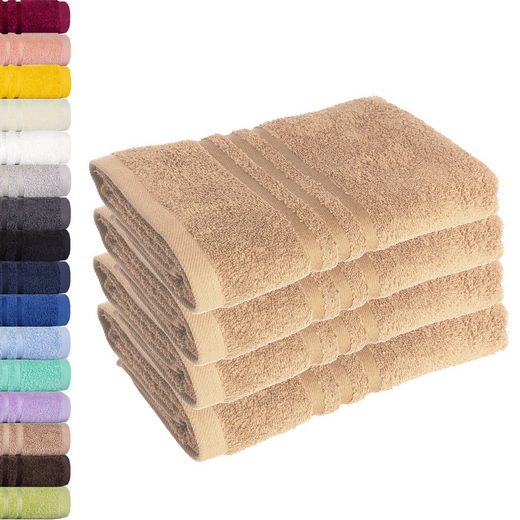 LAVEA Handtuch Elena 50x100cm aus 100% Baumwolle, fusselfreies, pflegeleichtes hautfreundliches Handtuch-Set (Set, 4-St), einzigartig weiche Frottee Handtücher für jeden Hauttyp geeignet mehr Lagerräumung