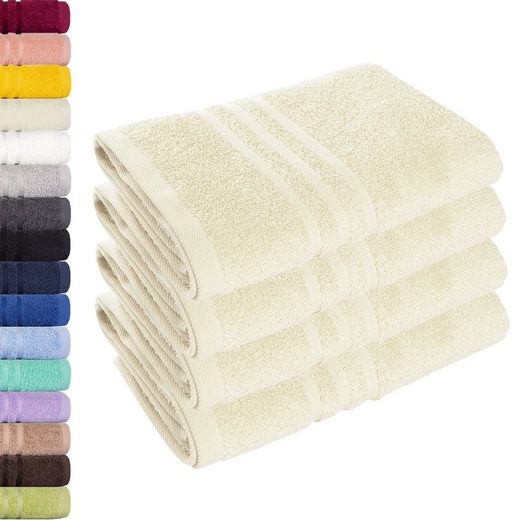 LAVEA Handtuch Elena 50x100cm aus 100% Baumwolle, fusselfreies, pflegeleichtes hautfreundliches Handtuch-Set (Set, 4-St), einzigartig weiche Frottee Handtücher für jeden Hauttyp geeignet mehr Lagerräumung