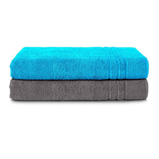 KOMFORTEC Saunatuch 80x200 cm Saunatücher Set aus 100% Baumwolle Frottee (2-St), XXL, Weich, Groß, Schnelltrocknend mehr Zeitlich begrenztes Angebot