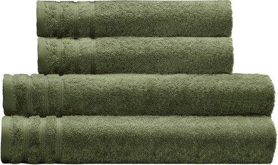 KLEINE WOLKE Handtuch Set Royal Frottier (Set, 4-St), Uni Farben, Handtücher, Duschtücher, Bordüre, weich mehr Discount Store für neue Produkte