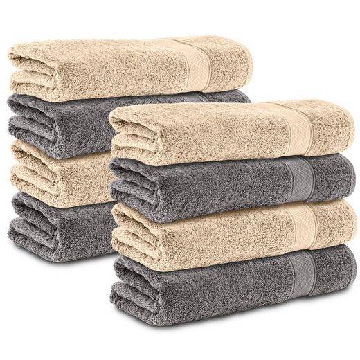 KOMFORTEC Handtücher 100% Baumwolle, 470 g/m² Frottee (8-St), Badetücher 50x100 cm Set, Weich mehr Kostenloser Versand