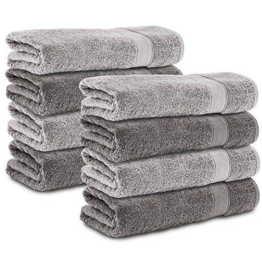 KOMFORTEC Handtücher 100% Baumwolle, 470 g/m² Frottee (8-St), Badetücher 50x100 cm Set, Weich mehr Günstig kaufen
