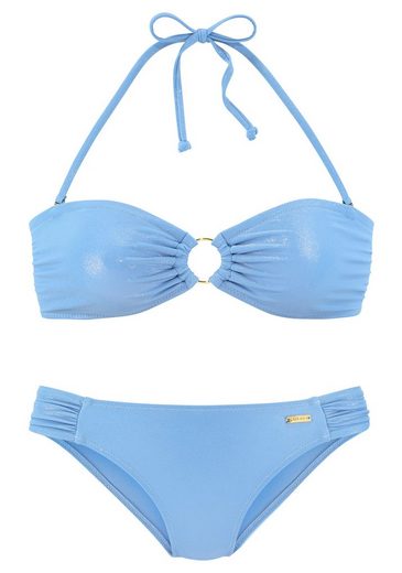 LASCANA Bandeau-Bikini mit goldfarbener Glanzbeschichtung mehr Fabrikpreis