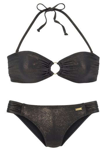 LASCANA Bandeau-Bikini mit goldfarbener Glanzbeschichtung mehr Fabrikpreis