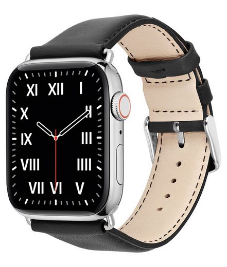 WIIUKA Smartwatch-Armband tiime Armband Leder für die Apple Watch 1-8, SE, Ultra Lederarmband Handgefertigt - Deutsches Leder, Premium Qualität mehr Bis zu 60% Rabatt