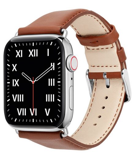WIIUKA Smartwatch-Armband tiime Armband Leder für die Apple Watch 1-8, SE, Ultra Lederarmband Handgefertigt - Deutsches Leder, Premium Qualität mehr Nur für heute