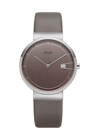 M&M Quarzuhr Armbanduhren Damen Lederarmband Day Date (1-tlg), Analoguhr rund mit Lederarmband, Designer Uhr, deutsche Manufaktur, inkl. edles Etui mehr Auslauf