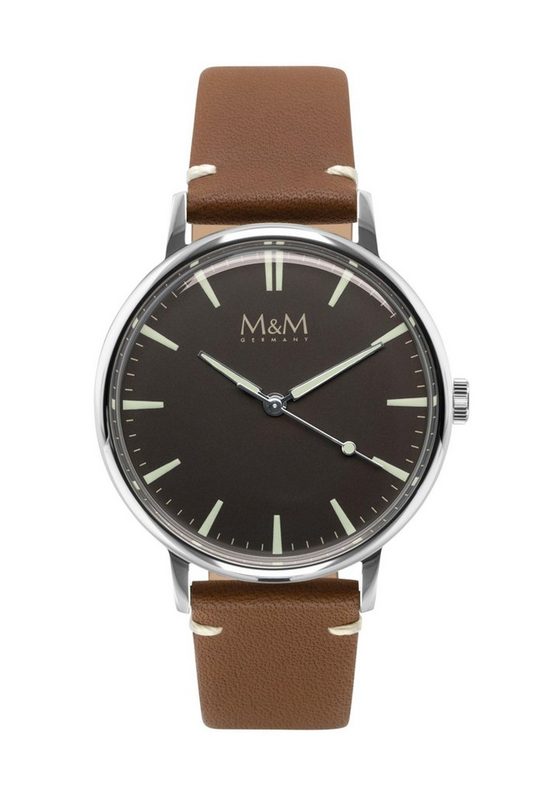 M&M Quarzuhr Armbanduhr Lederarmband New Classic (1-tlg), Analoguhr rund mit Lederarmband, Designer Uhr, deutsche Manufaktur, inkl. edles Etui mehr Verkauf
