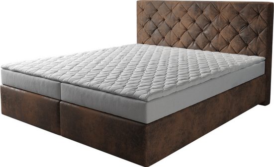DELIFE Boxspringbett Dream-Great Mikrofaser Grau 120x200 cm mit Matratze und Topper mehr Lagerräumung