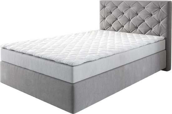 DELIFE Boxspringbett Dream-Great Mikrofaser Grau 120x200 cm mit Matratze und Topper mehr Lagerräumung