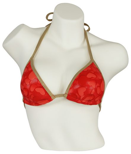 MISS BEACH Triangel-Bikini-Top wattiert Glanz-Optik mit Herz-Print, Vorgeformtes Bikini-Oberteil mehr Neuheiten