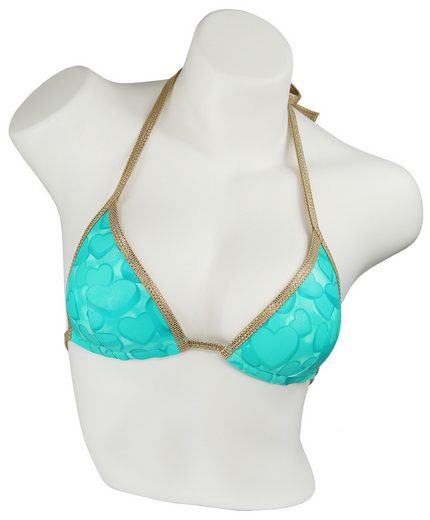 MISS BEACH Triangel-Bikini-Top wattiert Glanz-Optik mit Herz-Print, Vorgeformtes Bikini-Oberteil mehr Neuheiten