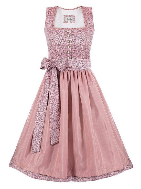 TRACHTEN24.DE Dirndl Midi Dirndl Babsi rosa (2-tlg) Rockteil 65cm mehr Wochenangebot