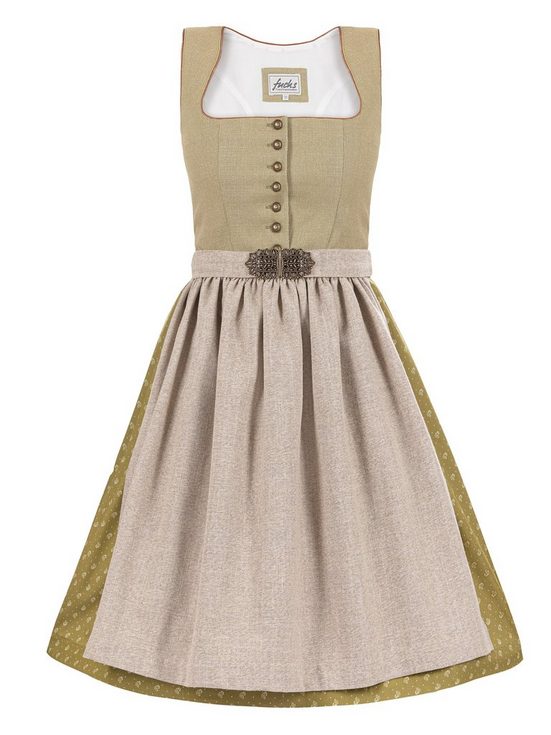 TRACHTEN24.DE Dirndl Midi Dirndl Lotti moos (2-tlg) Rockteil 70cm mehr Begrenzte Freigabe
