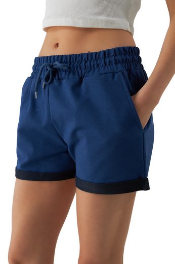 SMITH & SOLO Sweatshorts Kurze Hose Damen Shorts (1-tlg) Lycra, Baumwolle, umschlagene Beinsaum mehr Verkauf