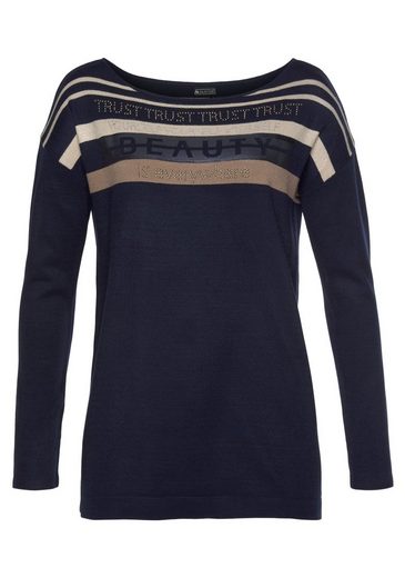 LAURA SCOTT Strickpullover in Streifen-Design mit Glitzersteinen mehr Große Rabatte