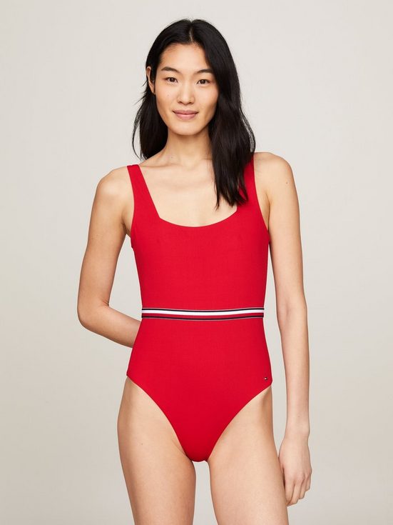 TOMMY HILFIGER SWIMWEAR Badeanzug SQUARE NECK ONE PIECE mit Logo-Stretchband mehr Nur für heute