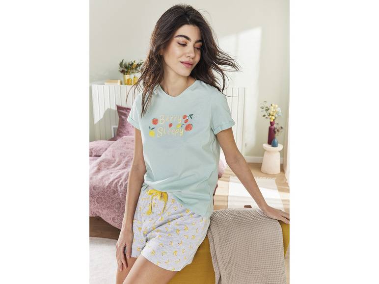 esmara® Damen Schlafhose, kurz, mit Zierknopfleiste Jubiläumsangebot