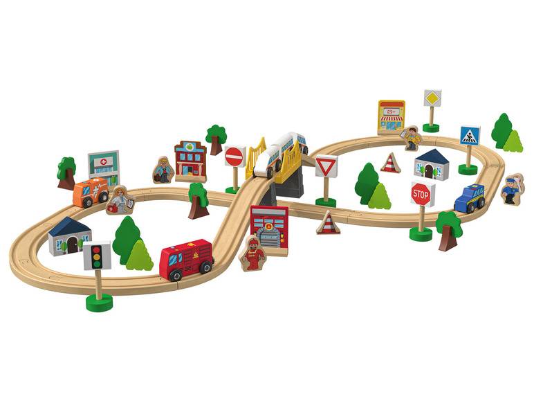 Playtive Holzeisenbahn-Set Stadt / Bauernhof, 57-teilig Saisonale Angebote