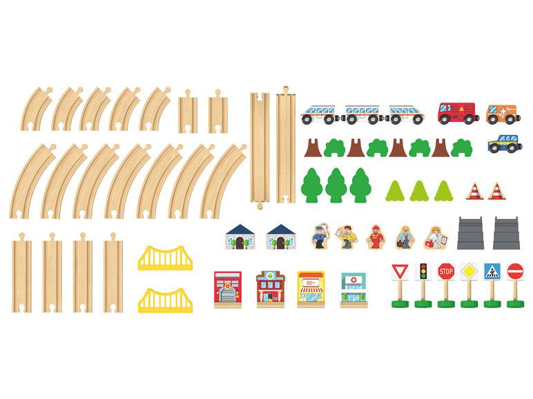 Playtive Holzeisenbahn-Set Stadt / Bauernhof, 57-teilig Saisonale Angebote