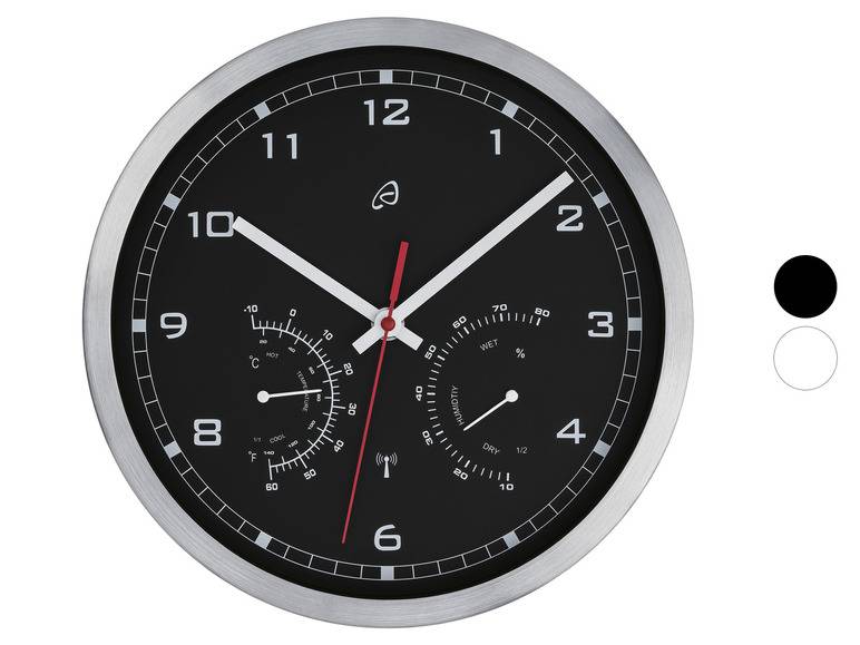 AURIOL® Funkwanduhr, mit Thermometer und Hygrometer Bis zu 50% Rabatt
