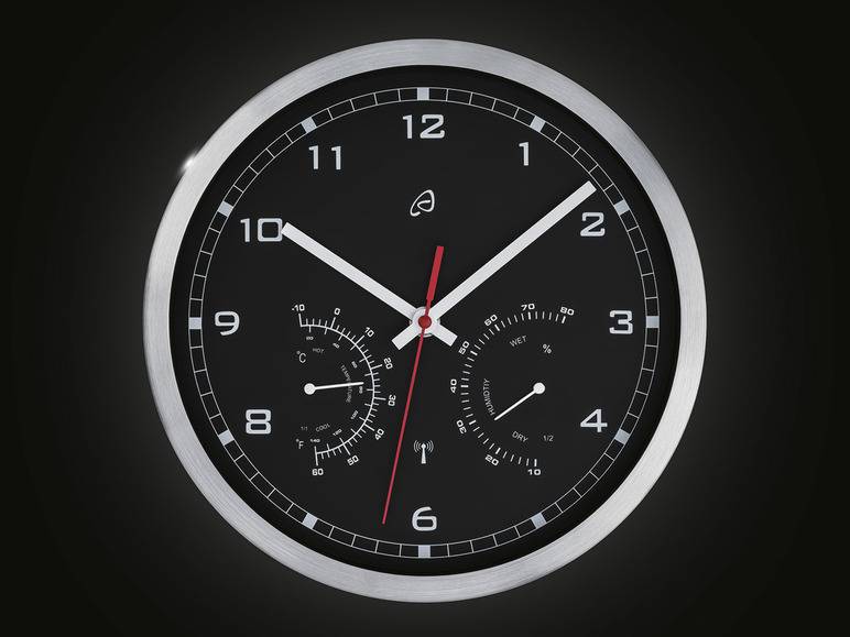 AURIOL® Funkwanduhr, mit Thermometer und Hygrometer Bis zu 50% Rabatt