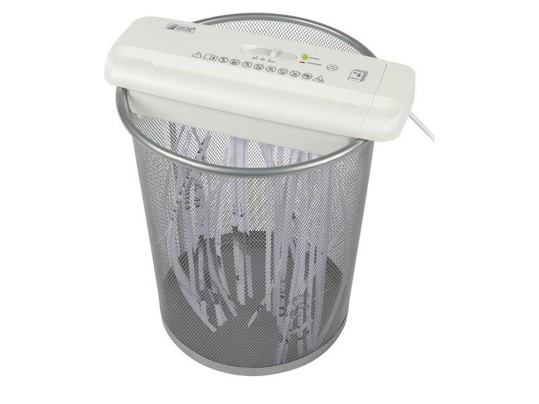 UNITED OFFICE® Aktenvernichter-Papierkorbaufsatz, 6 Blatt A4, mit ausziehbarem Teleskoparm Auslauf