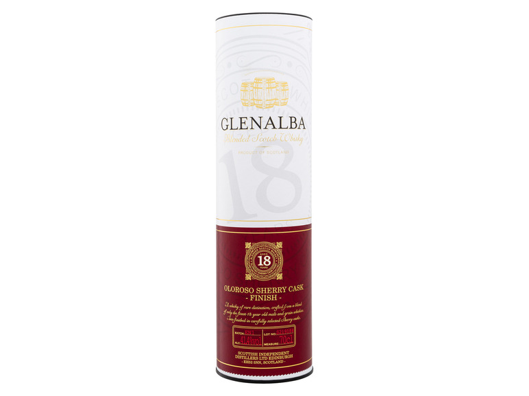 Glenalba Blended Scotch Whisky 18 Jahre Sherry Cask Finish mit Geschenkbox 41,4% Vol Bis zu 60% Rabatt