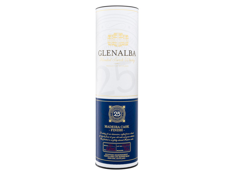 Glenalba Blended Scotch Whisky 25 Jahre Madeira Cask Finish mit Geschenkbox 41,4% Vol Discount Store für neue Produkte