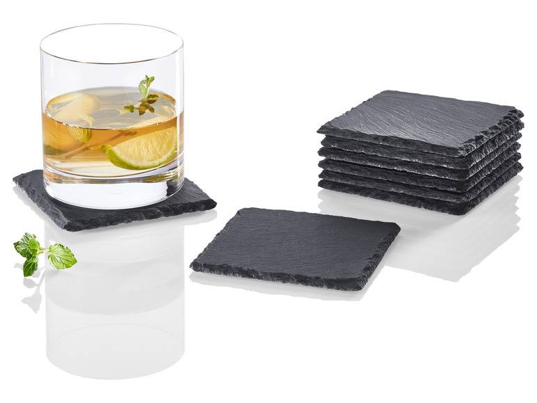 LIVARNO home Schiefer-Servierplatten / Schiefer-Untersetzer, mit Antirutsch-Füßen Versandkostenfrei