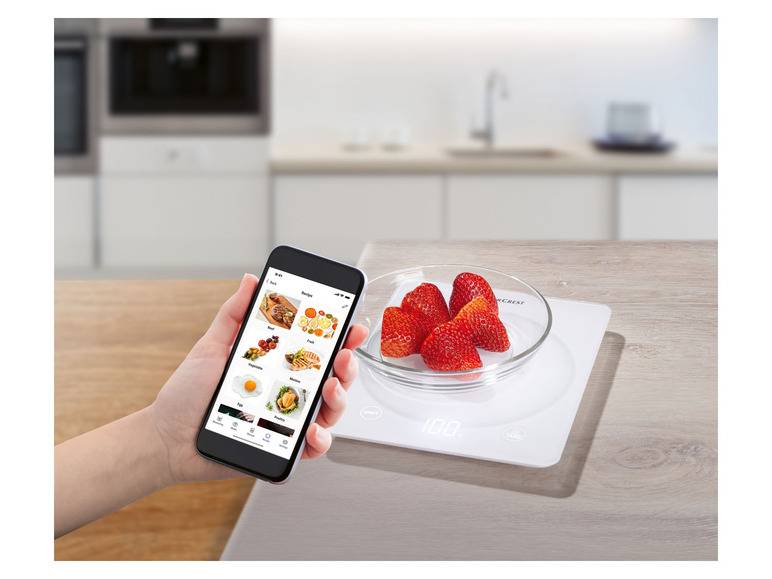 SILVERCREST® KITCHEN TOOLS Küchenwaage Smart »SKWS 5 A1«, Abschaltautomatik Begrenzte Freigabe