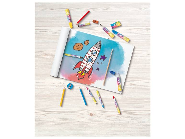 crelando® Kinder-Malkoffer, mit Farben, Stiften und Zubehör Kostenloser Versand international