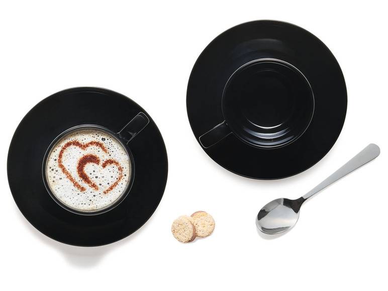 ERNESTO® 2er Set Tassen mit Untertasse, aus hochwertigem Porzellan Speichern exportieren