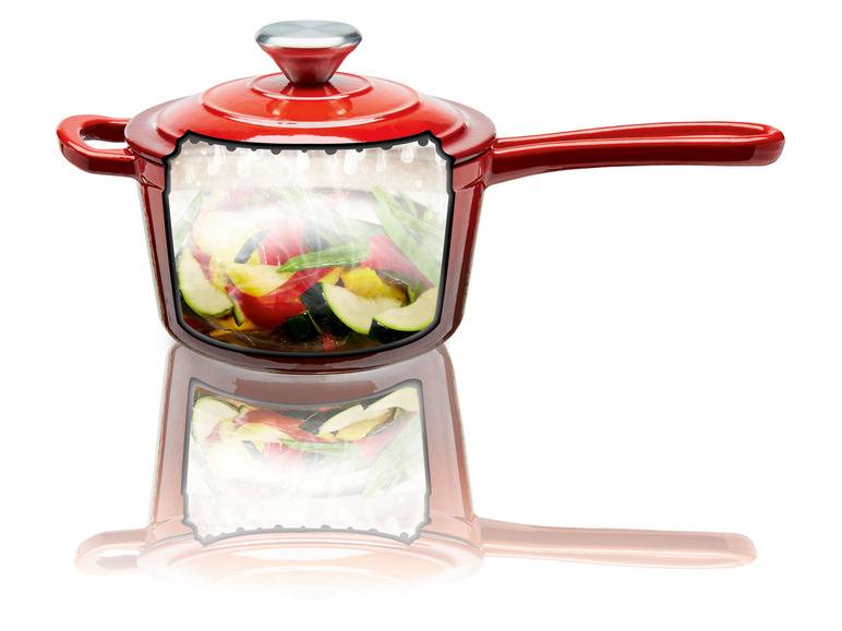 ERNESTO® Stielkasserolle Gusseisen emailliert, 1,5L Lagerräumung