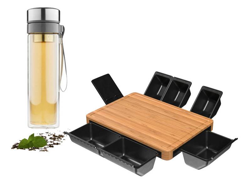 ERNESTO® Multifunktionales Schneidebrett + Trinkflasche mit Teefilter Muttertagsangebot