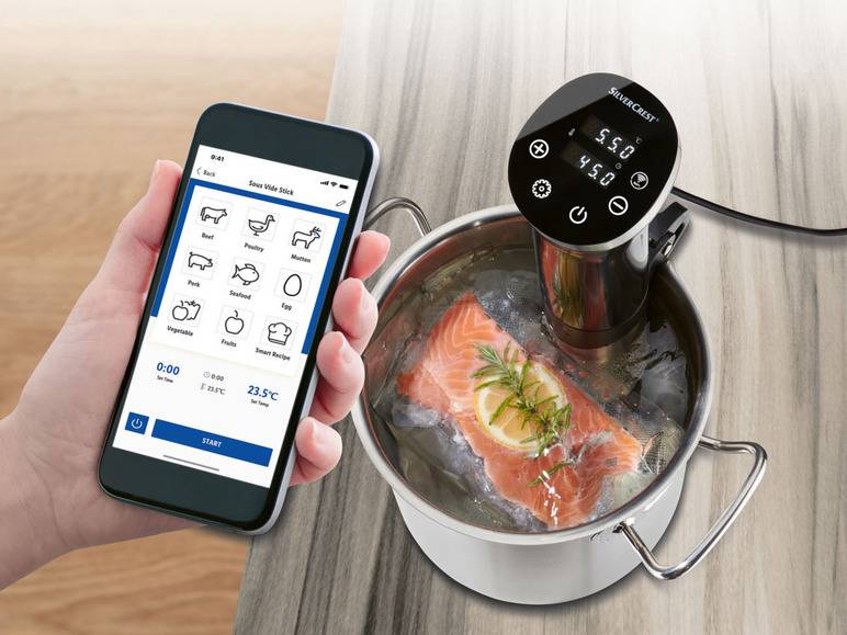 SILVERCREST® KITCHEN TOOLS Sous-Vide-Stick Smart SSVSS 1200 A1, WLAN-Funktion Sonderangebot der Fabrik
