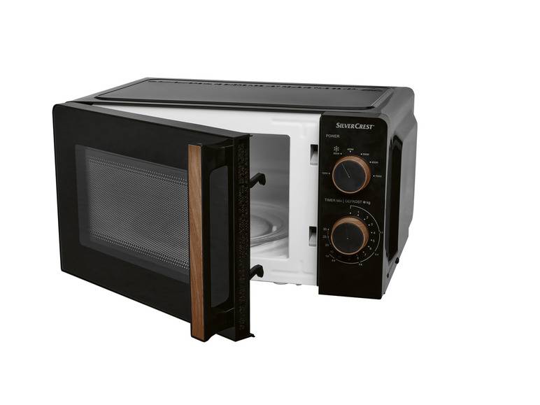 SILVERCREST® KITCHEN TOOLS Mikrowelle SMWH 700 B2, schwarz, Holzdesign 50% Rabatt für begrenzte Zeit