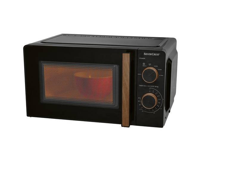 SILVERCREST® KITCHEN TOOLS Mikrowelle SMWH 700 B2, schwarz, Holzdesign 50% Rabatt für begrenzte Zeit