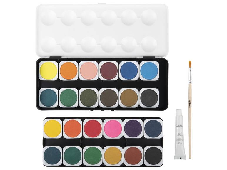 crelando® Schuldeckfarbkasten, 24 Farben Tägliche Deals