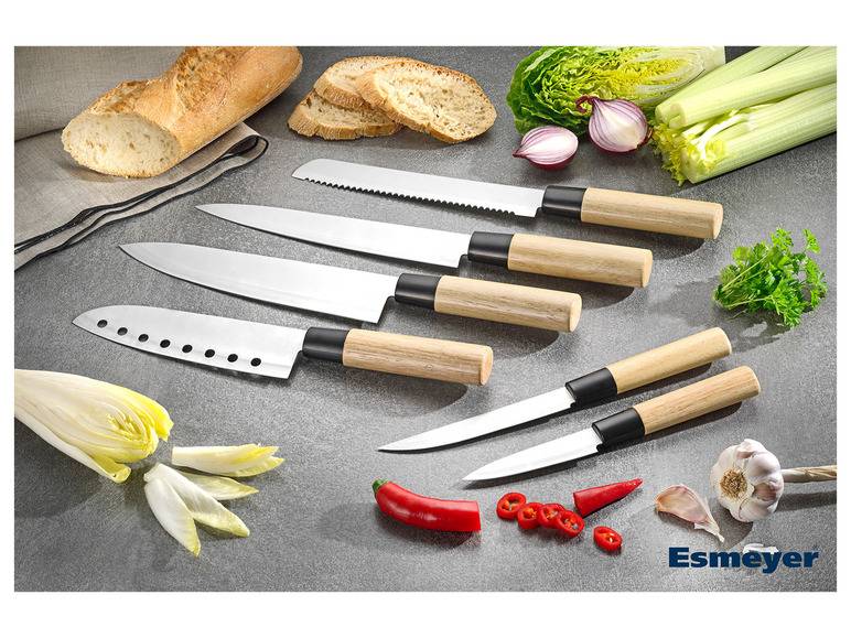 Esmeyer Asia Messerset 6-teilig aus Edelstahl/Holzgriff zollfrei